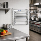 Thumbnail image #2 for Channel Manufacturing AWM-6 Wall-Mounted Aluminum Sheet Pan Rack, Side-Load, 6 Full-Size Pans, 3-Inch Spacing
