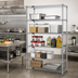 Thumbnail image #2 for Quantum 48-Inch x 30-Inch x 74-Inch Stationary 5-Shelf 304 Stainless Steel Wire Shelving Starter Kit