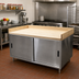 Thumbnail image #2 for BK Resources Chef Table with 1-3/4-Inch Hard Maple Bakers Top, Stainless Steel Cabinet Base, Sliding Doors, 60 x 30 Inches