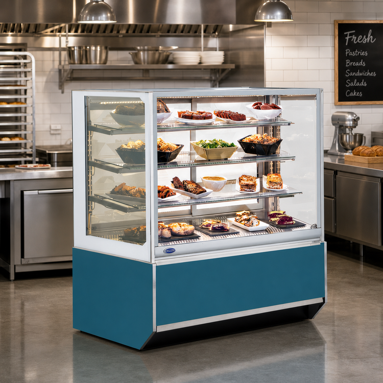Product image #3 for Federal Industries Italian Glass Series 36-Inch Full-Service Floor Standing Heated Display Case with 2 Adjustable Shelves