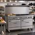 Thumbnail image #2 for Southbend Ultimate 60-Inch Gas Restaurant Range with 5 Burners, 24-Inch Raised Griddle/Broiler, 2 Cabinets and Backriser Shelf