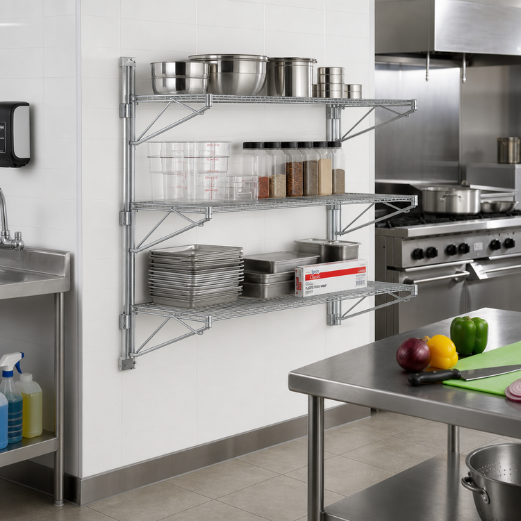 Product image #2 for Eagle Group Valu-Gard Prepackaged Adjustable Post Wire Wall Mount End Unit for 24-Inch Deep Shelves, 54-Inch Posts