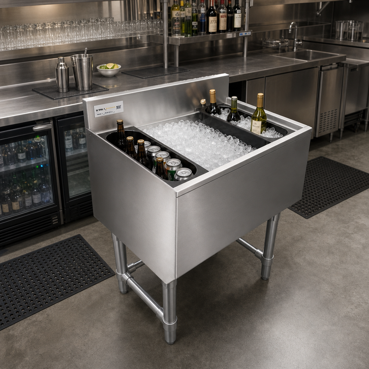 Product image #2 for Steel Works Stainless 24 x 18 Inch Underbar Ice Chest, 80 lb Capacity, 304 Stainless Steel
