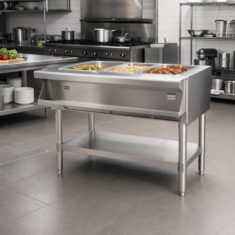 Product image #2 for Eagle Group SHT2-240-3 Electric Sealed-Well Hot Food Table with Open Base, 2 Wells, 33-Inch Wide, 240V/3-Phase