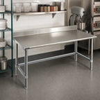 Thumbnail image #2 for Eagle Group Spec-Master T30108GTE-BS 108 x 30-Inch Stainless Steel Work Table with 4-1/2-Inch Backsplash, Open Galvanized Base