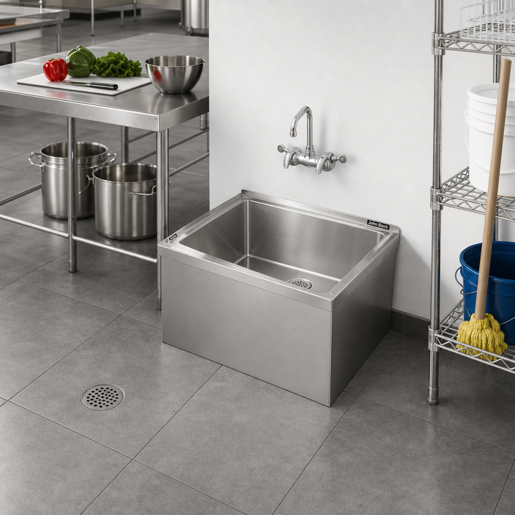 Product image #2 for John Boos Floor Mounted Stainless Steel Mop Sink with 24" x 24" x 6" Compartment
