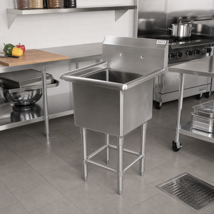 Product image #2 for John Boos Pro-Bowl 1-Compartment Floor Model Sink, 20 x 20 x 14-Inch Bowl, 16-Gauge Stainless Steel