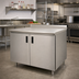 Thumbnail image #2 for Advance Tabco Enclosed Work Table with Cabinet Base, Mid-Shelf, Hinged Doors, 48 x 30 Inch, 304 Stainless Steel Top