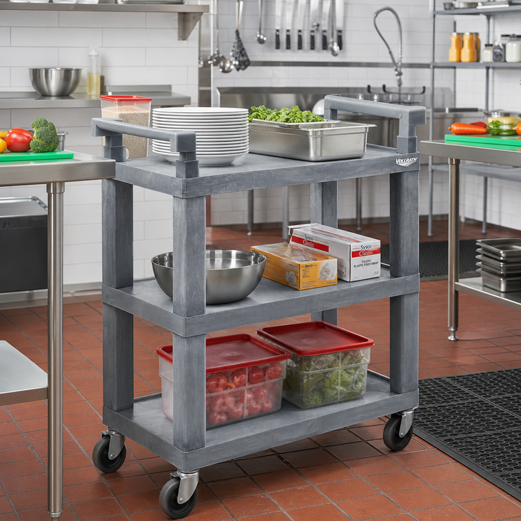 Product image #2 for Vollrath 3-Shelf Open Utility Cart, Gray, 200 lb Capacity
