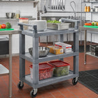 Thumbnail image #2 for Vollrath 97112 3-Shelf Open Utility Cart, Gray Plastic, 200 lb Capacity