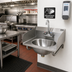 Thumbnail image #2 for Eagle Group Wall-Mount 304 Stainless Steel Hand Sink with Gooseneck Faucet, Basket Drain, Side Splashes, and Wall Support