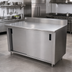 Thumbnail image #2 for Advance Tabco 96-Inch x 36-Inch Enclosed Work Table with Cabinet Base, Sliding Doors, 14-Gauge 304 Stainless Steel Top, and 5-Inch Backsplash