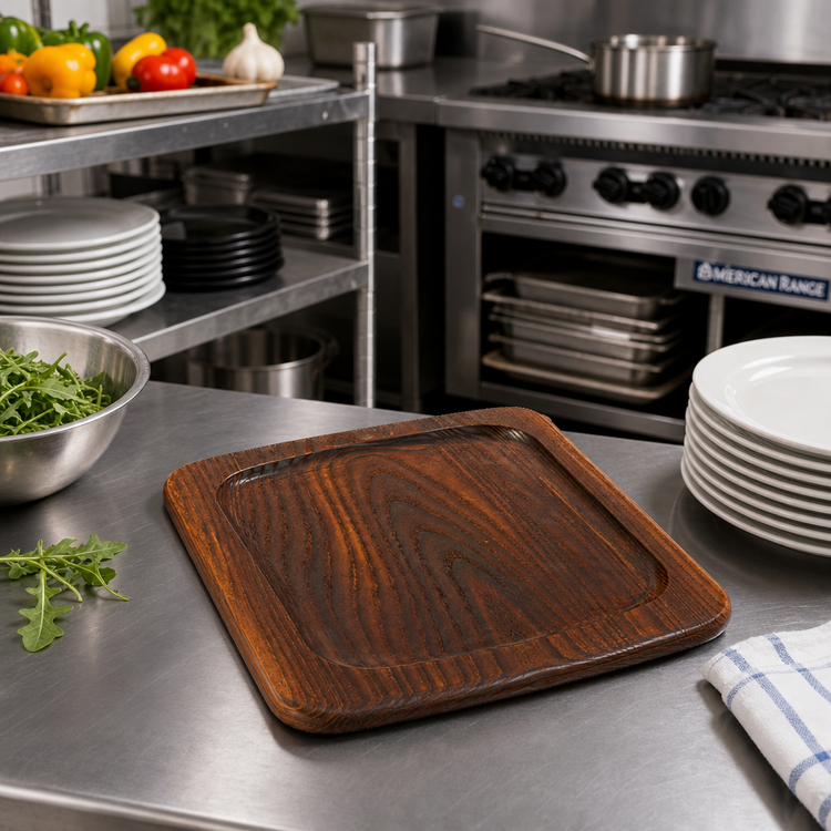 Product image #2 for American Metalcraft Rectangular Rimmed Ash Wood Serving Board, 12 x 10 Inches