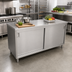 Thumbnail image #2 for Omcan USA Enclosed Stainless Steel Work Table with Sliding Door Cabinet Base, 48 x 30 x 36 Inches