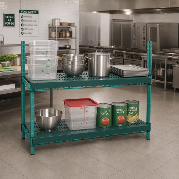Product image #2 for QuadPlus 72 Inch x 21 Inch Louvered Green Polymer Shelf Mat with Quad-Adjust Wire Frame