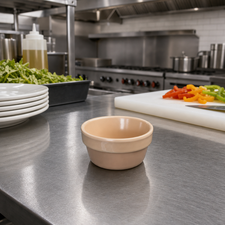 Product image #3 for Round Melamine Sauce Cup, 2-1/2 oz, Tan
