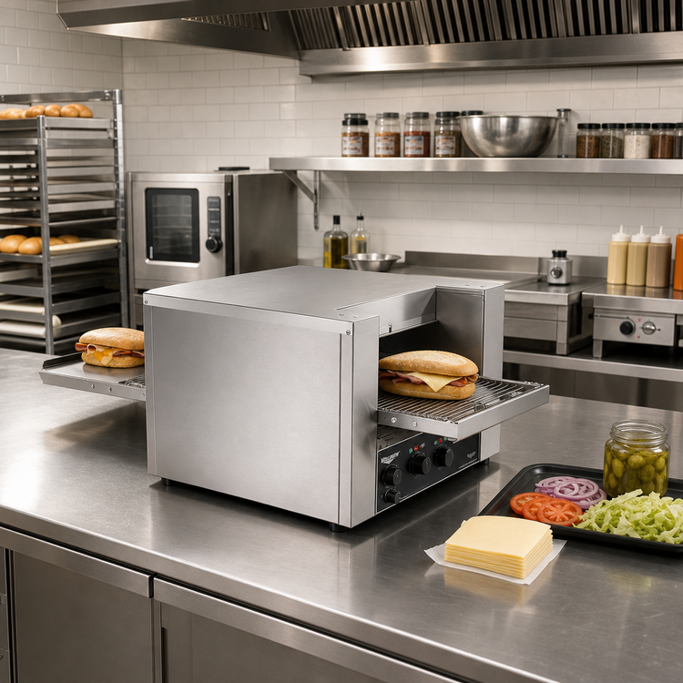 Product image #2 for Vollrath 40-Inch Countertop Conveyor Sandwich Oven with Quartz Heating, 10.5-Inch Conveyor, 240V