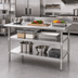 Thumbnail image #2 for Eagle Group Adjustable Galvanized Work Table Undershelf, 120 Inch x 30 Inch