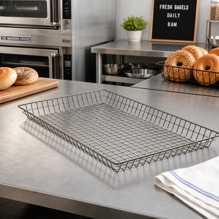 Product image #2 for Winco Rectangular Wire Bagel / Pastry Basket, 26 x 16 x 2 Inches