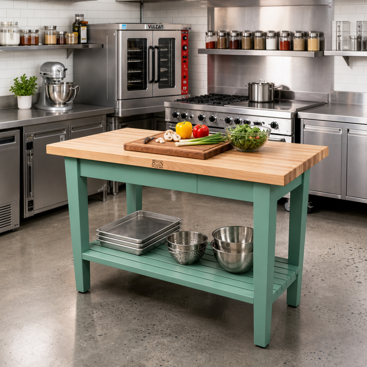 Product image #3 for John Boos Classic Country 48 x 25 Inch Wood Top Work Table with 1-1/2 Inch Edge Grain Maple Top