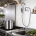 Thumbnail image #2 for Fisher Hose-Style Wall-Mount Pot Filler Faucet with 60-Inch Hose, Wall Hook, and 360-Degree Swivel