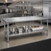Thumbnail image #2 for Eagle Group Spec-Master Stainless Steel Work Table with Rear Up-Turn and Adjustable Undershelf, 144W x 36D