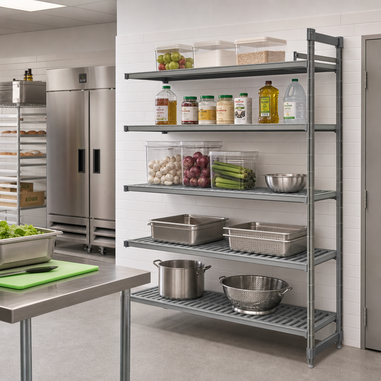 Product image #2 for Cambro Camshelving Basics Plus 21" x 54" x 72" 5-Shelf Vented Add-On Polymer Shelving Unit, Brushed Graphite
