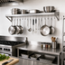 Thumbnail image #2 for Wall-Mount Stainless Steel Overshelf Pot Rack with 18 Double-Sided Hooks, 36 x 12 Inches