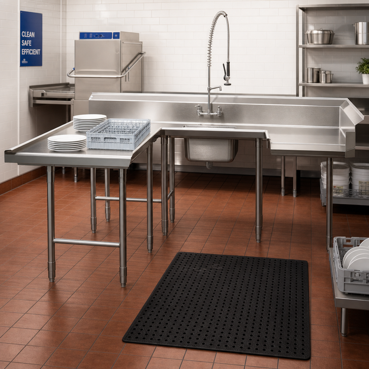 Product image #2 for Advance Tabco Left-Hand U-Shaped Soiled Dish Table with Pre-Rinse Sink and Dishlanding, 108 x 120 Inch