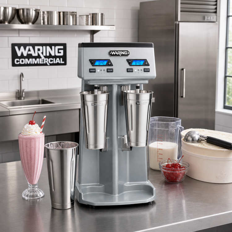 Product image #2 for Waring Commercial WDM240TX Heavy-Duty Double-Spindle Countertop Drink Mixer with Timer
