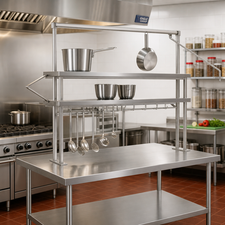 Product image #2 for Eagle Group Table-Mounted Pot & Ladle Rack, 94-1/2 Inch Long, Chrome Plated, Single Bar