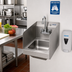 Thumbnail image #2 for Serv-Ware Wall-Mounted Stainless Steel Hand Sink with Double Splash Guards and Faucet, 12 x 16 x 12.5 Inches