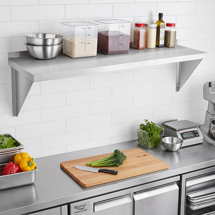Product image #2 for Solid Knock-Down Stainless Steel Wall Shelf, 60 x 12 Inches