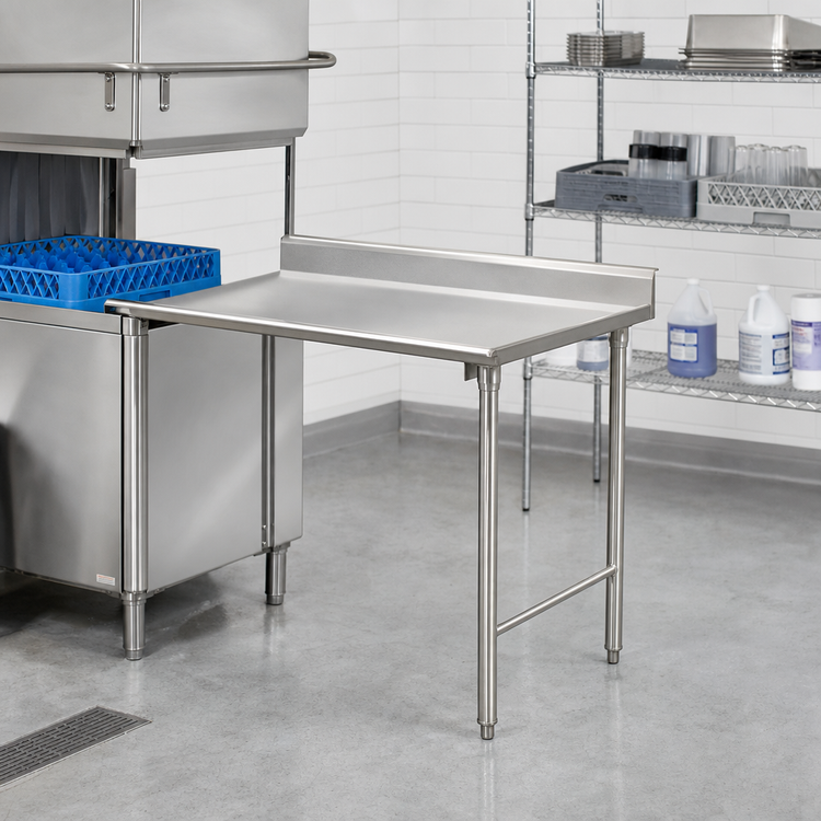 Product image #2 for Eagle Group Straight Clean Dishtable, 30 x 30 Inches, Left-to-Right Operation, 8-Inch Backsplash, 16/304 Stainless Steel Top