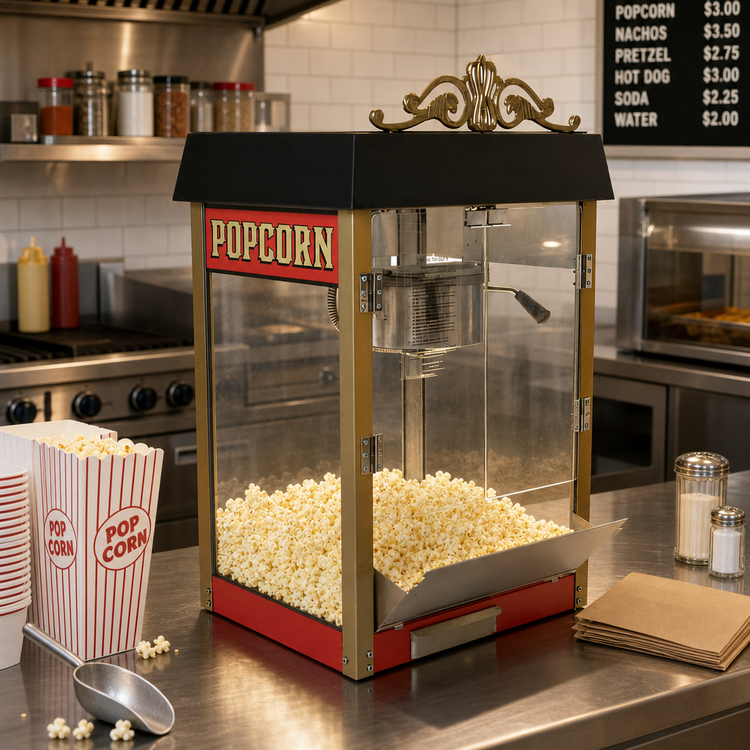 Product image #2 for Benchmark Street Vendor Countertop Electric Popcorn Popper Machine with 8 Oz. Kettle