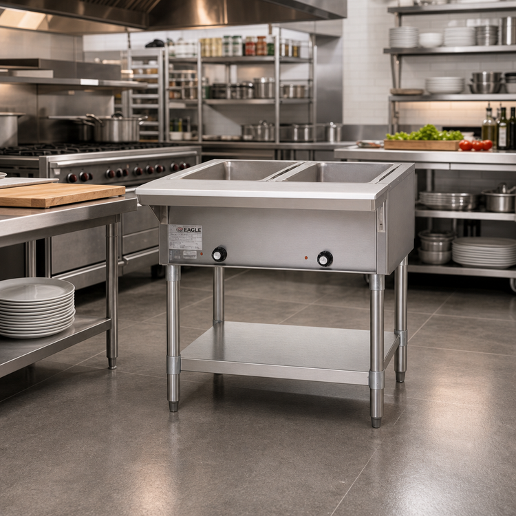 Product image #2 for Eagle Group Electric Open Base Hot Food Table with 2 Dry Wells, 33-Inch, 120V