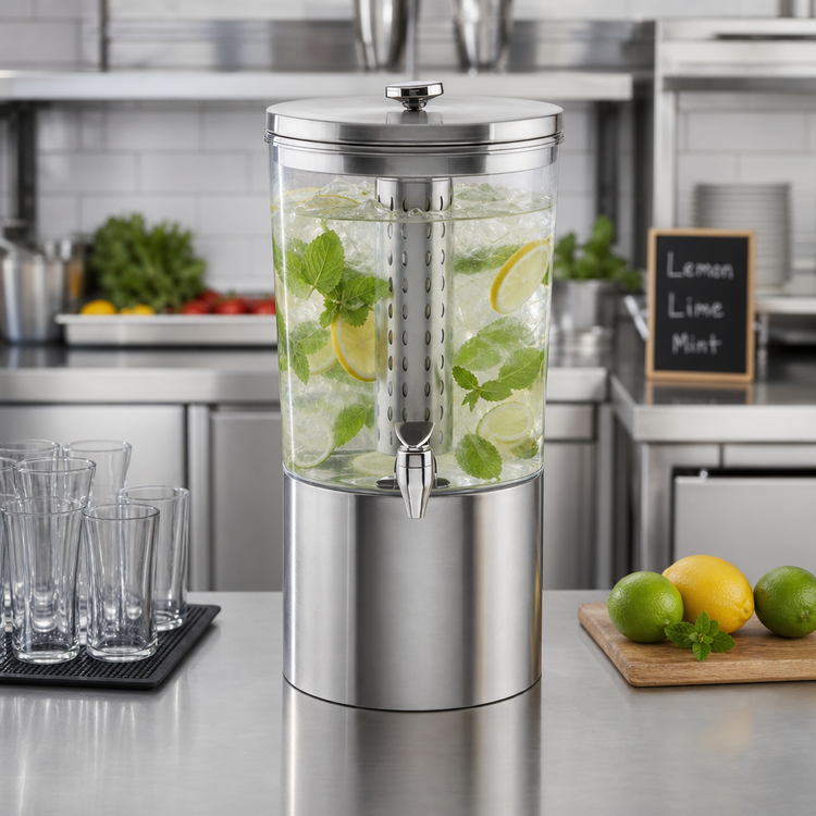 Product image #2 for TableCraft Upscale 2.5 Gallon Single Beverage Dispenser with Stainless Steel Base and Tritan Reservoir