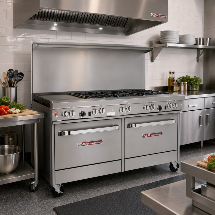 Product image #2 for Southbend Ultimate 60-Inch Gas Restaurant Range with 6 Star/Sauté Burners, 24-Inch Griddle, Standard Oven and Convection Oven