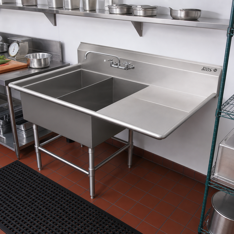 Product image #2 for John Boos Pro-Bowl 2-Compartment Platter Sink with 30-Inch Right Drainboard