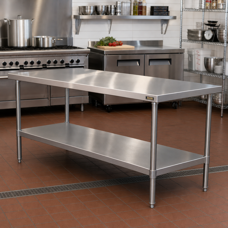 Product image #2 for John Boos 108-Inch Welded Stainless Steel Intermediate Shelf for Enclosed Base Work Tables