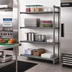 Thumbnail image #2 for Cambro Camshelving Basics Plus 21 x 60 x 64 Inch 4-Shelf Add-On Polymer Shelving Unit, Vented and Solid, Brushed Graphite