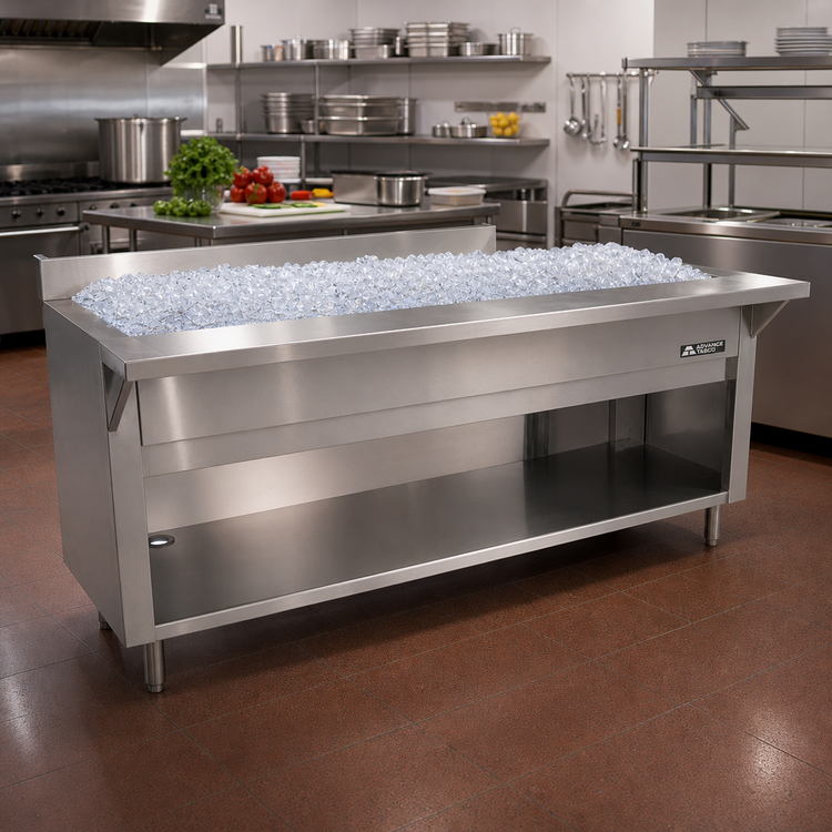 Product image #2 for Advance Tabco Triumph Supreme 2-Pan Ice Cooled Serving Counter with Stainless Steel Top