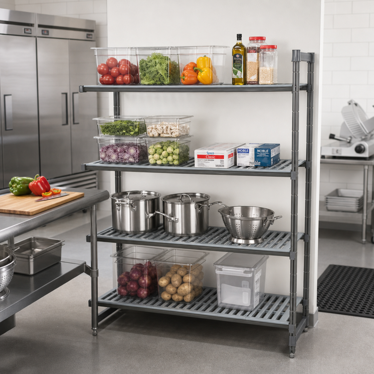 Product image #2 for Cambro Camshelving Basics Plus 4-Tier Vented Add-On Shelving Unit, 18" x 54" x 72", Brushed Graphite