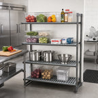 Thumbnail image #2 for Cambro Camshelving® Basics Plus CBA185472V4580 4-Tier Vented Add-On Polymer Shelving Unit, 18" D x 54" W x 72" H, Brushed Graphite
