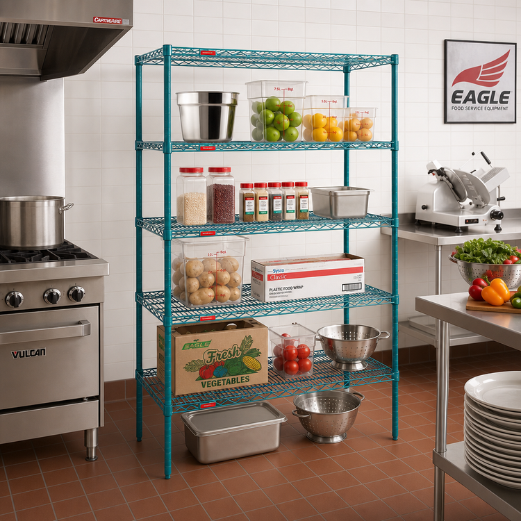 Product image #2 for EagleGard Stationary 5-Tier Starter Wire Shelving Unit, 42 x 24 x 86 Inches, Hybrid Epoxy Finish