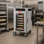 Thumbnail image #3 for Metro HotBlox™ HBCN8-DCPS-M 8-Pan Narrow Mobile Pass-Thru Insulated Holding Cabinet with Digital Touchscreen and Hybrid Convection/Radiant Heat