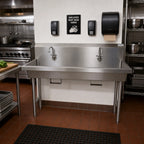 Thumbnail image #2 for BK Resources MSHS-60F1B Two-Station Freestanding Hand Wash Sink, 60 Inch Wide, 8 Inch Deep Bowl, Faucet Not Included