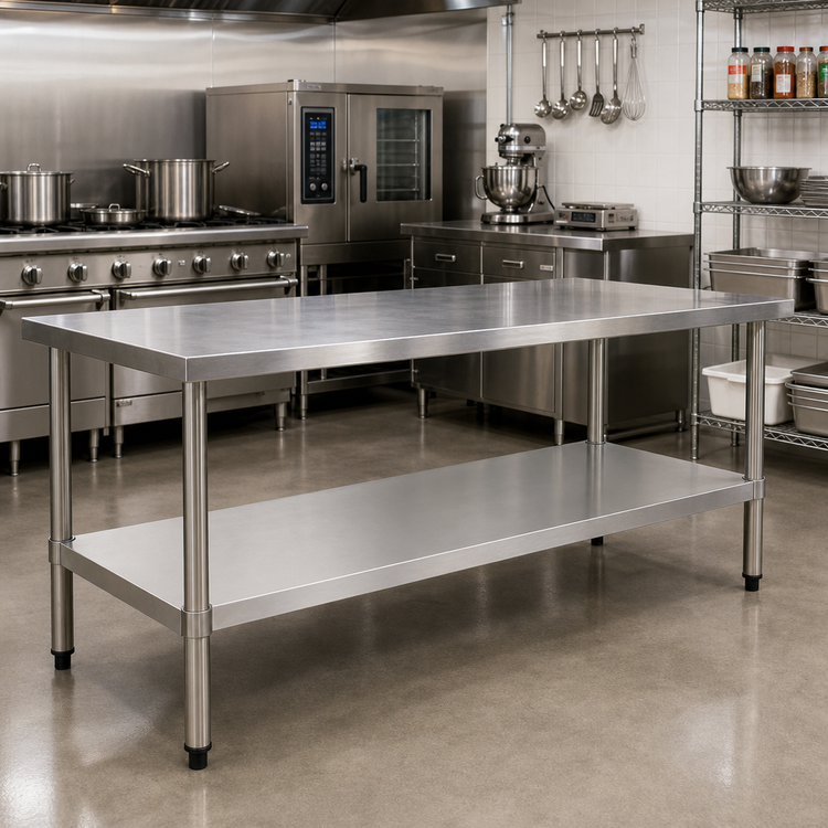 Product image #2 for Omcan USA 84 Inch x 24 Inch Stainless Steel Undershelf for Commercial Worktable