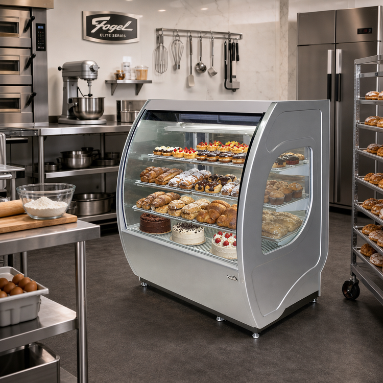 Product image #2 for Fogel Elite Series Full-Service Refrigerated Bakery Display Case, Curved Front Glass, 48-1/2 Inch Wide