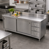 Thumbnail image #2 for 72-Inch Stainless Steel Enclosed Work Table with Sliding Doors, 3 Drawers, and 6-Inch Backsplash
